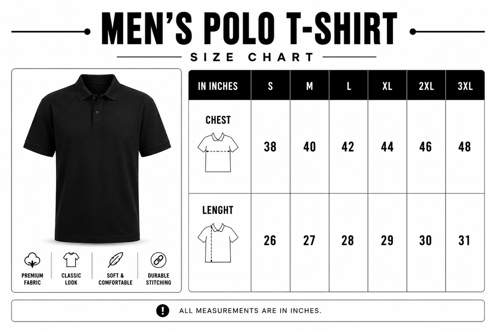 Size guide for LOPO☆T Polo Tees