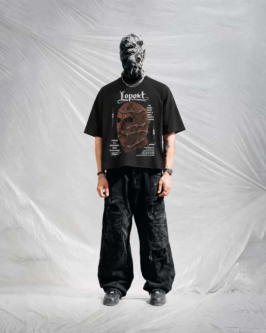 LOPOT Barbed Mask Graphic - Boxy Fit Tee