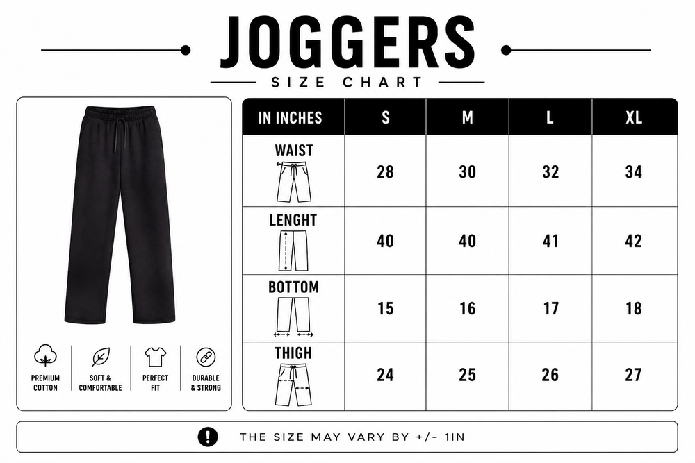 Size guide for Yami Astro Boy Track Pant
