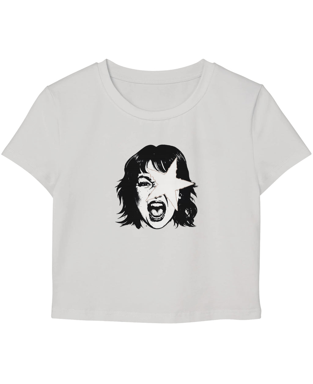 White Baby Tee Front Design