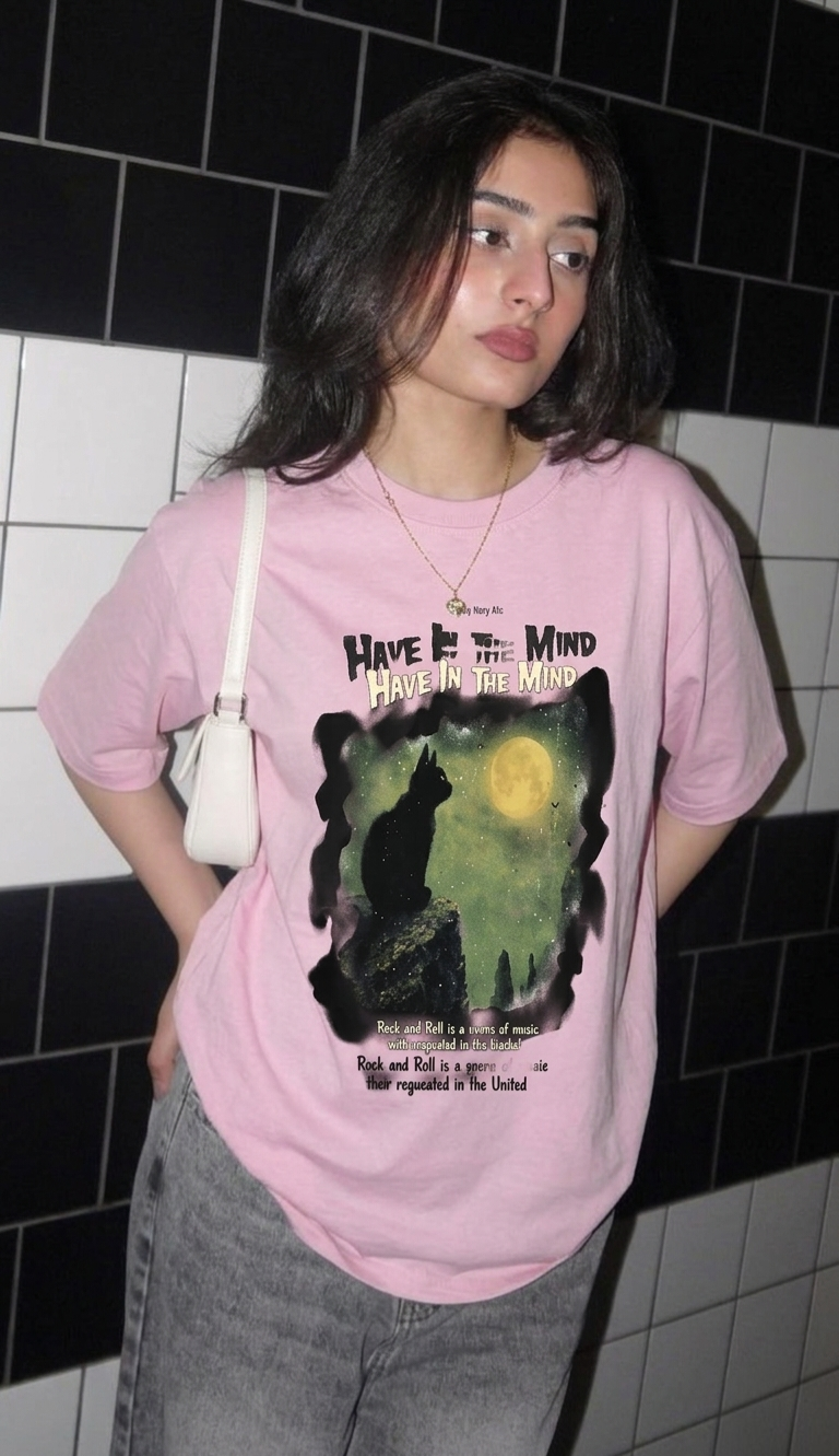 "Have In The Mind" Vintage Pink  Oversized Tees-