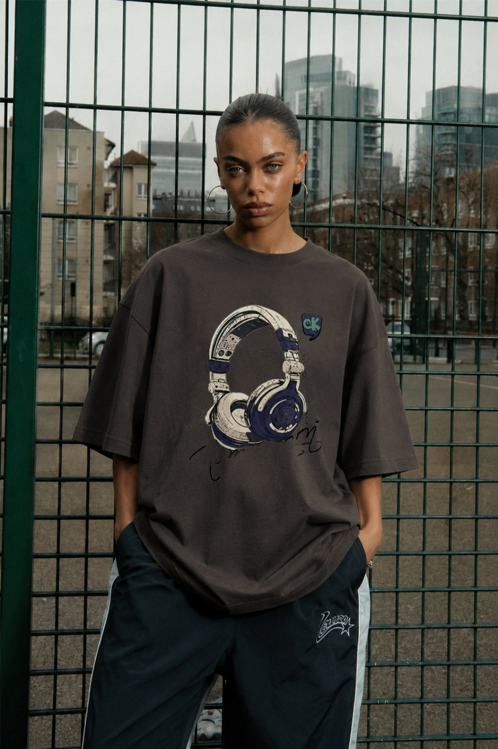 Beat Drop Retro Headphone Printed Oversized T-Shirt(unisex)