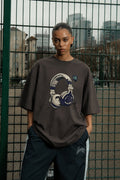 Beat Drop Retro Headphone Printed Oversized T-Shirt(unisex)